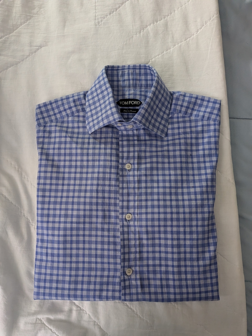 Tom Ford Blue and White Checked Dress Shirt